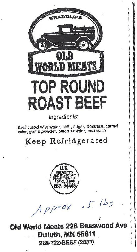 Old World Meats Recalls Roast Beef Products Due to Misbranding and Undeclared Allergen (Soy)